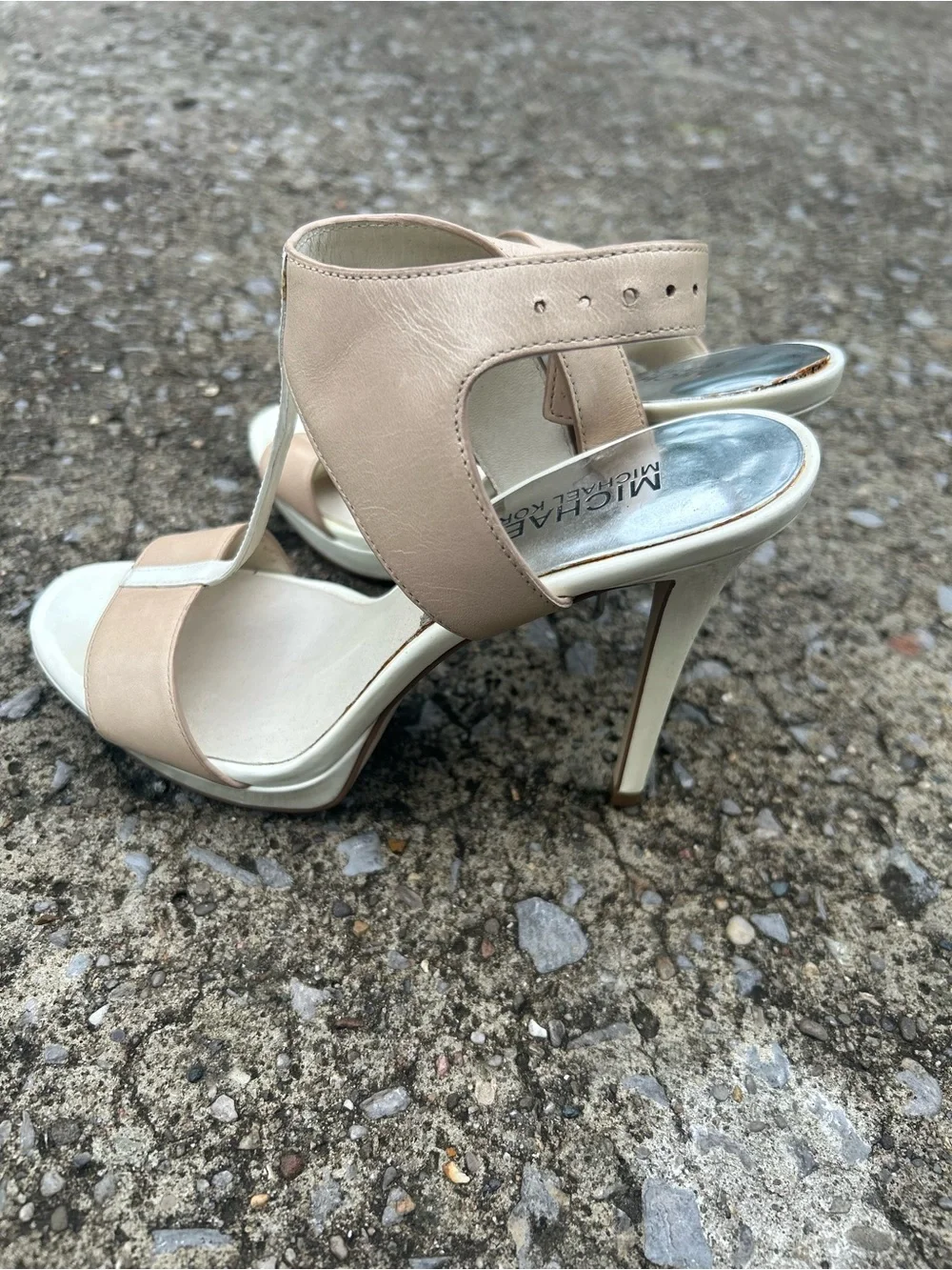 Michael Kors Nude Blush & White Strappy Heels